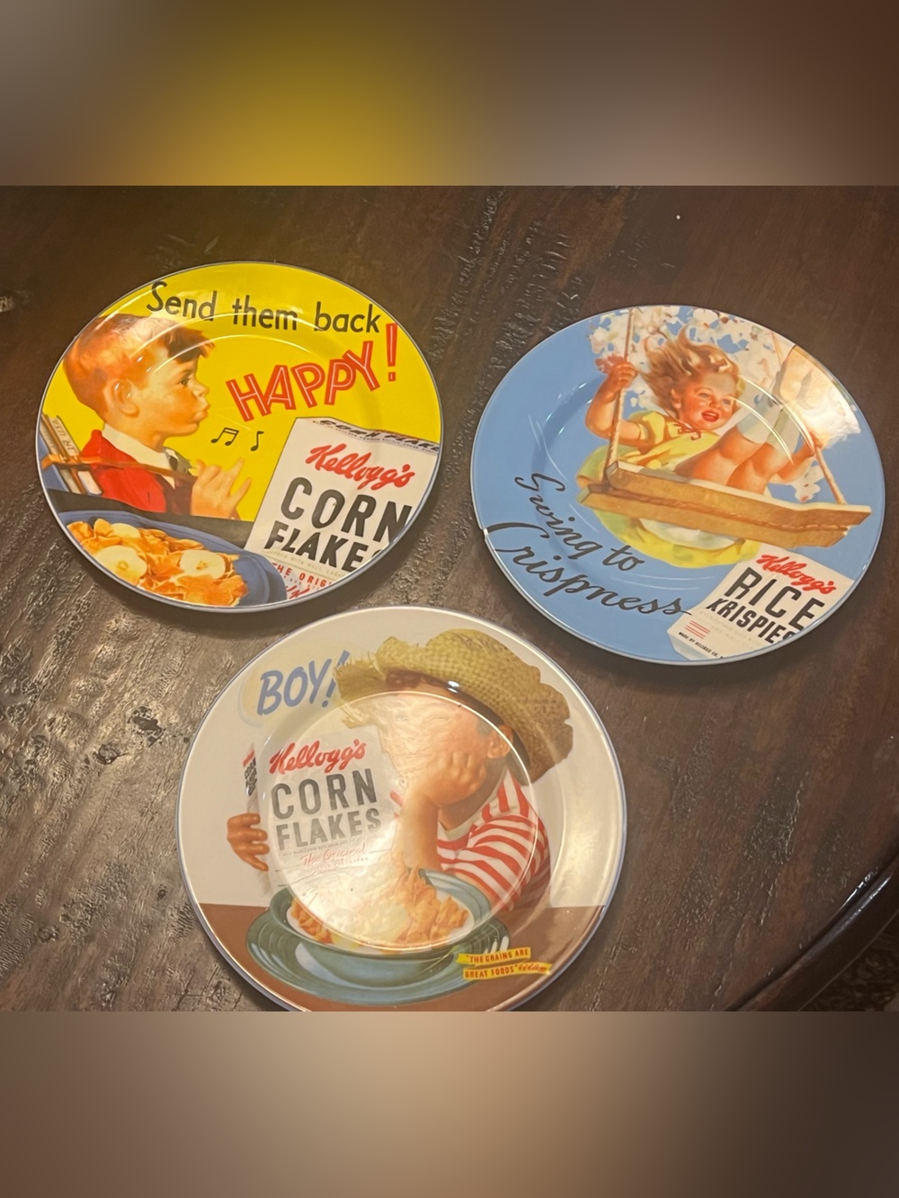 Vintage Kellogg’s corn flakes plates, cups and bowls